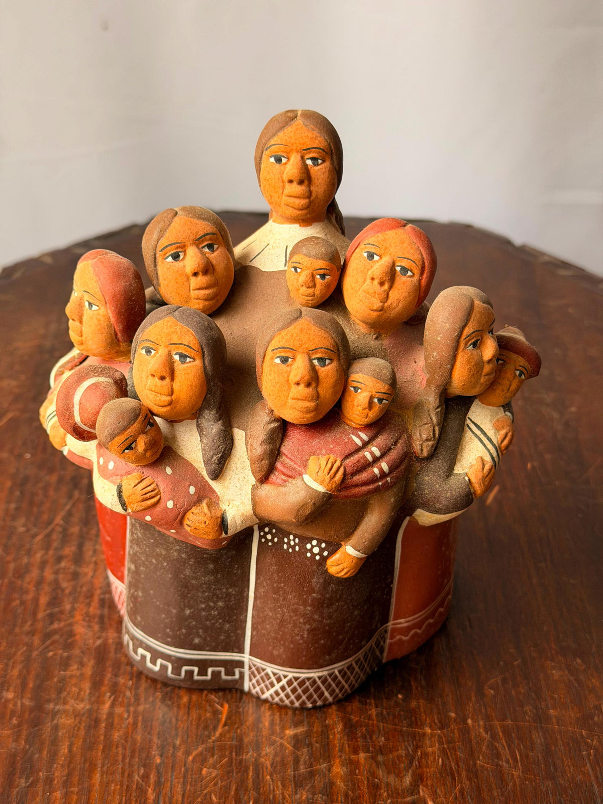 Vintage Peruvian Clay Sculpture Mothers Children Family Wall Plaque Folk Art