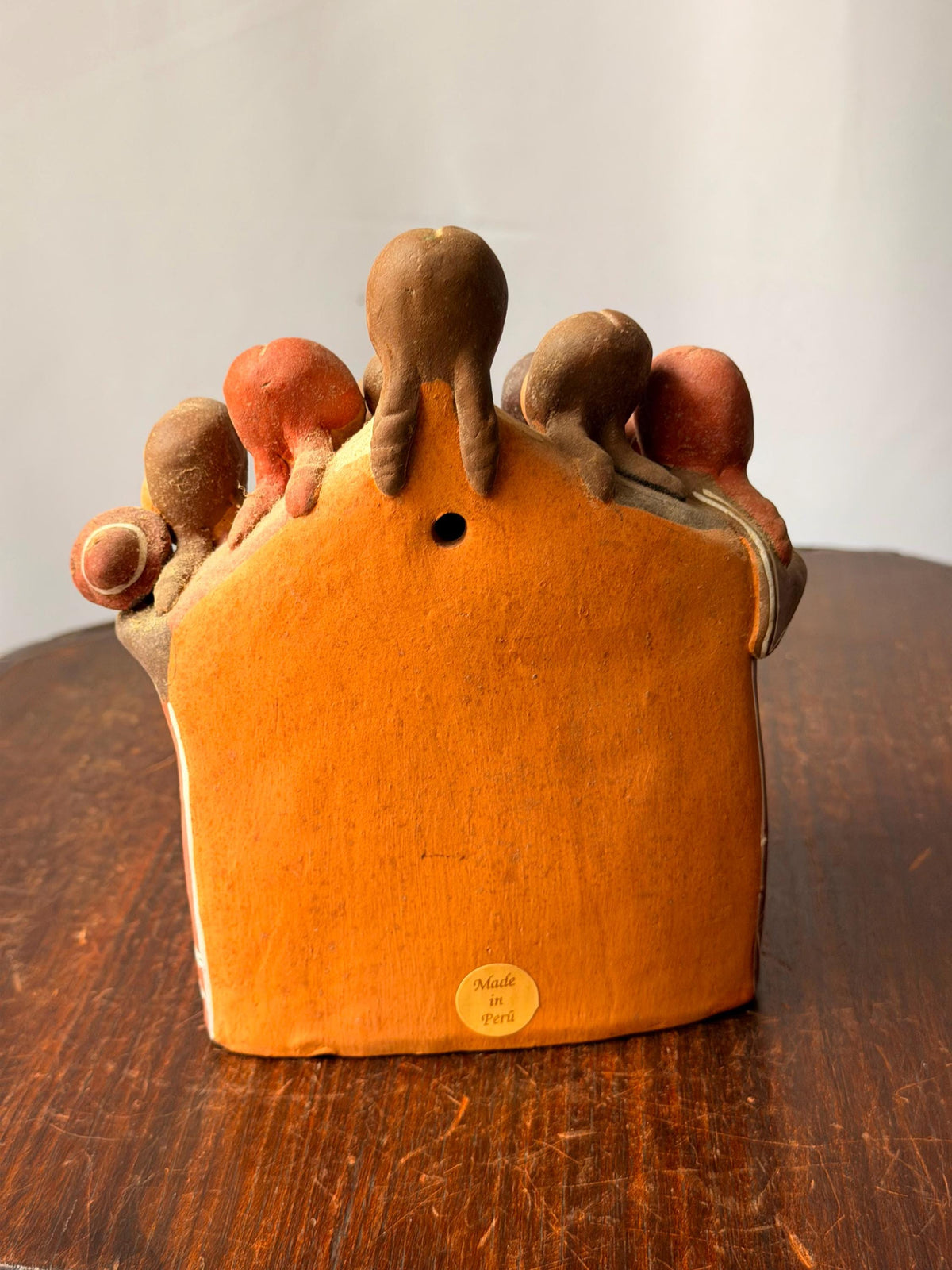 Vintage Peruvian Clay Sculpture Mothers Children Family Wall Plaque Folk Art