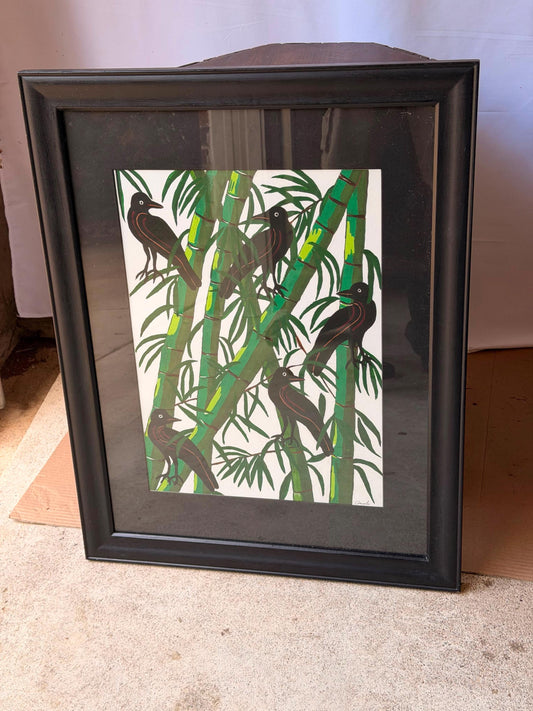 Ariela Boronat Crows Bamboo Art Print Signed Limited Edition Santa Fe Framed