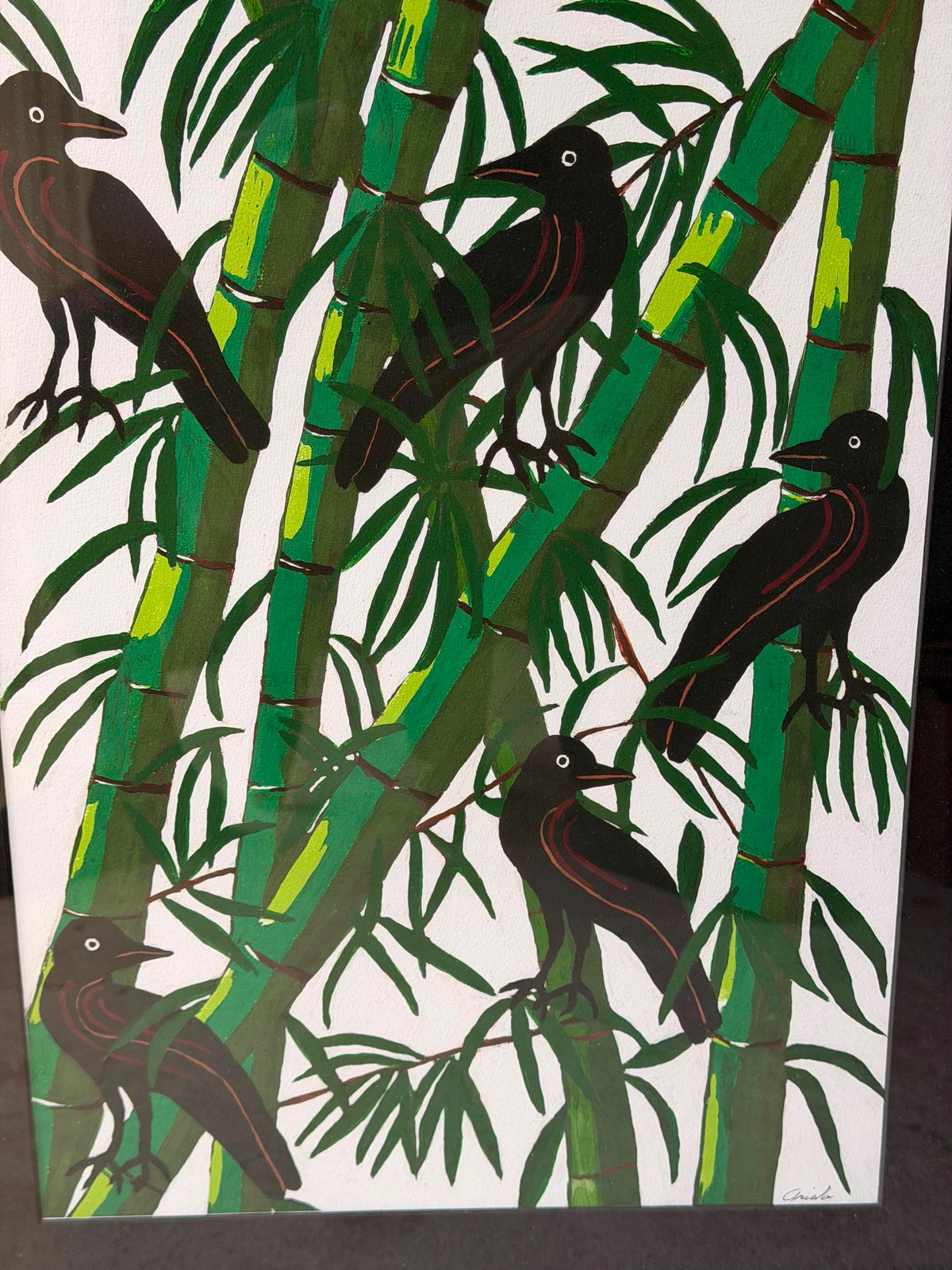 Ariela Boronat Crows Bamboo Art Print Signed Limited Edition Santa Fe Framed