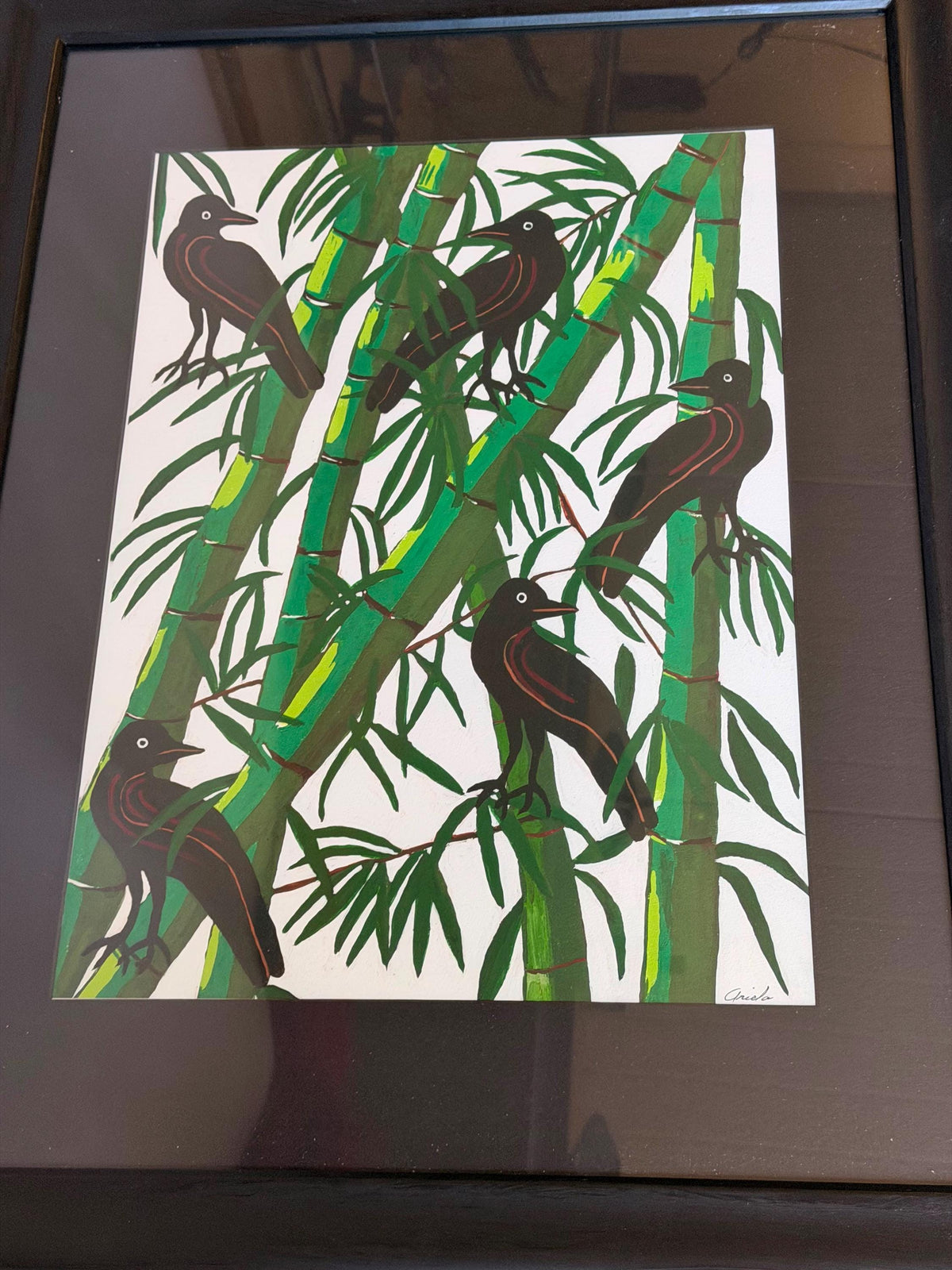Ariela Boronat Crows Bamboo Art Print Signed Limited Edition Santa Fe Framed