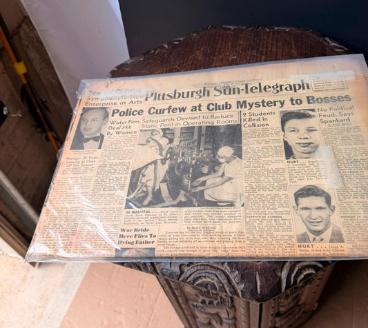 Vintage 1952 Pittsburgh Sun-Telegraph Newspaper Section Mid Century Ephemera