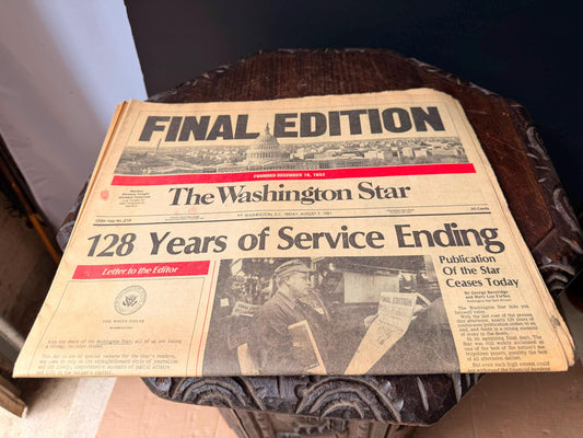 Vintage 1981 Washington Star Newspaper Final Edition Last Issue Reagan