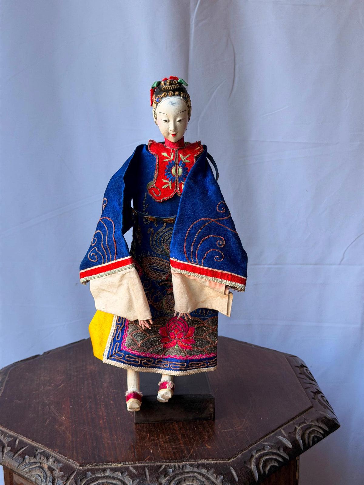 Vintage Chinese Opera Puppet Doll Hand Embroidered Silk Dragon Robe