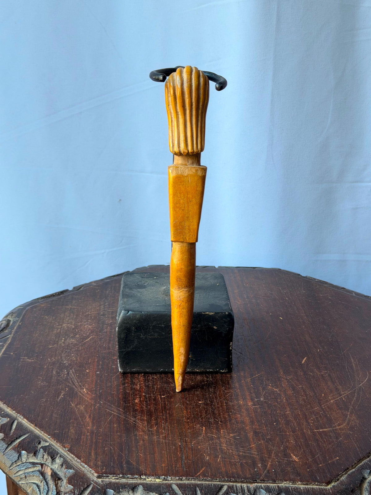 Vintage West African Ewe Carved Wood Ritual Wand Figure Anthropomorphic Art