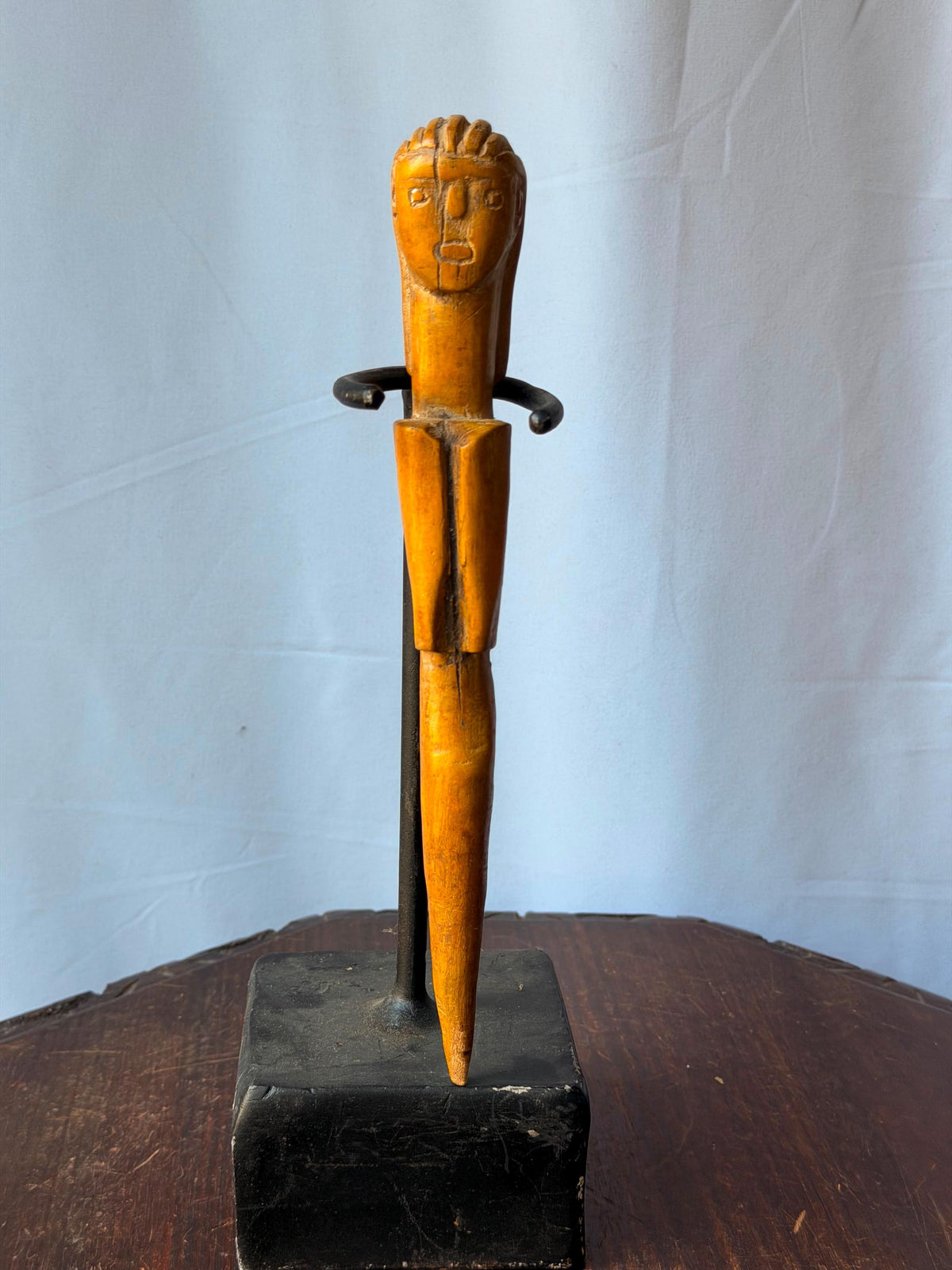 Vintage West African Ewe Carved Wood Ritual Wand Figure Anthropomorphic Art