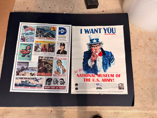 Vintage WWII US Army Poster Set Uncle Sam Propaganda National Museum 22x17