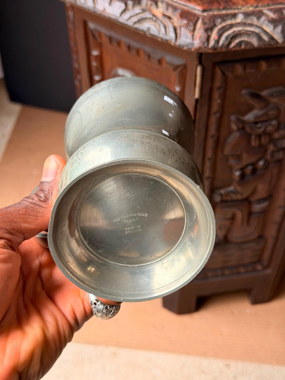 Vintage English Pewter Tankard Old Country Rose Made in England Mug Vessel 5.