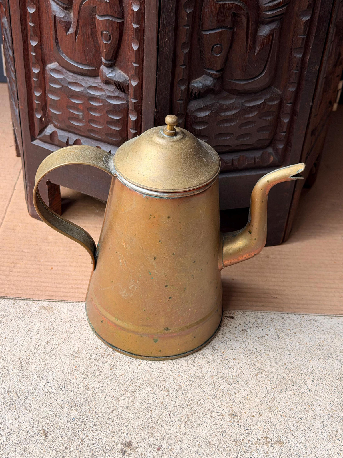 Vintage Copper Brass Coffee Pot Pitcher Middle Eastern Water Vessel 9"