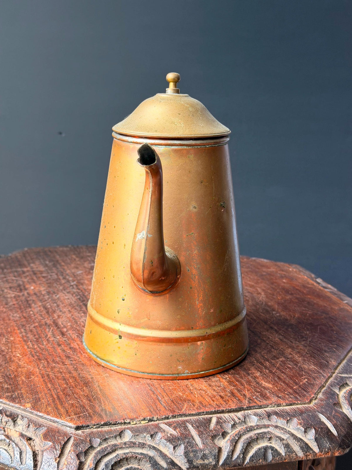 Vintage Copper Brass Coffee Pot Pitcher Middle Eastern Water Vessel 9"