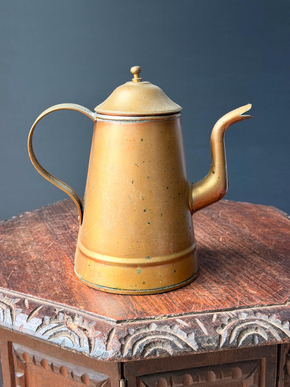 Vintage Copper Brass Coffee Pot Pitcher Middle Eastern Water Vessel 9"
