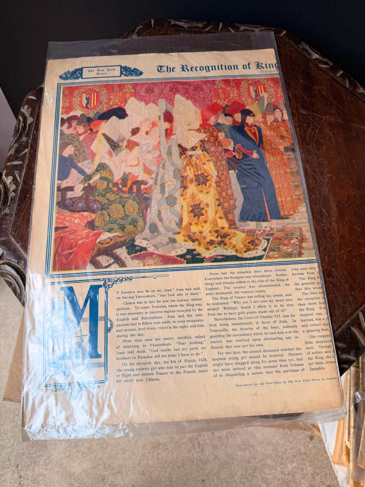 Antique 1914 New York Times Joan of Arc Illustration Color Supplement Print