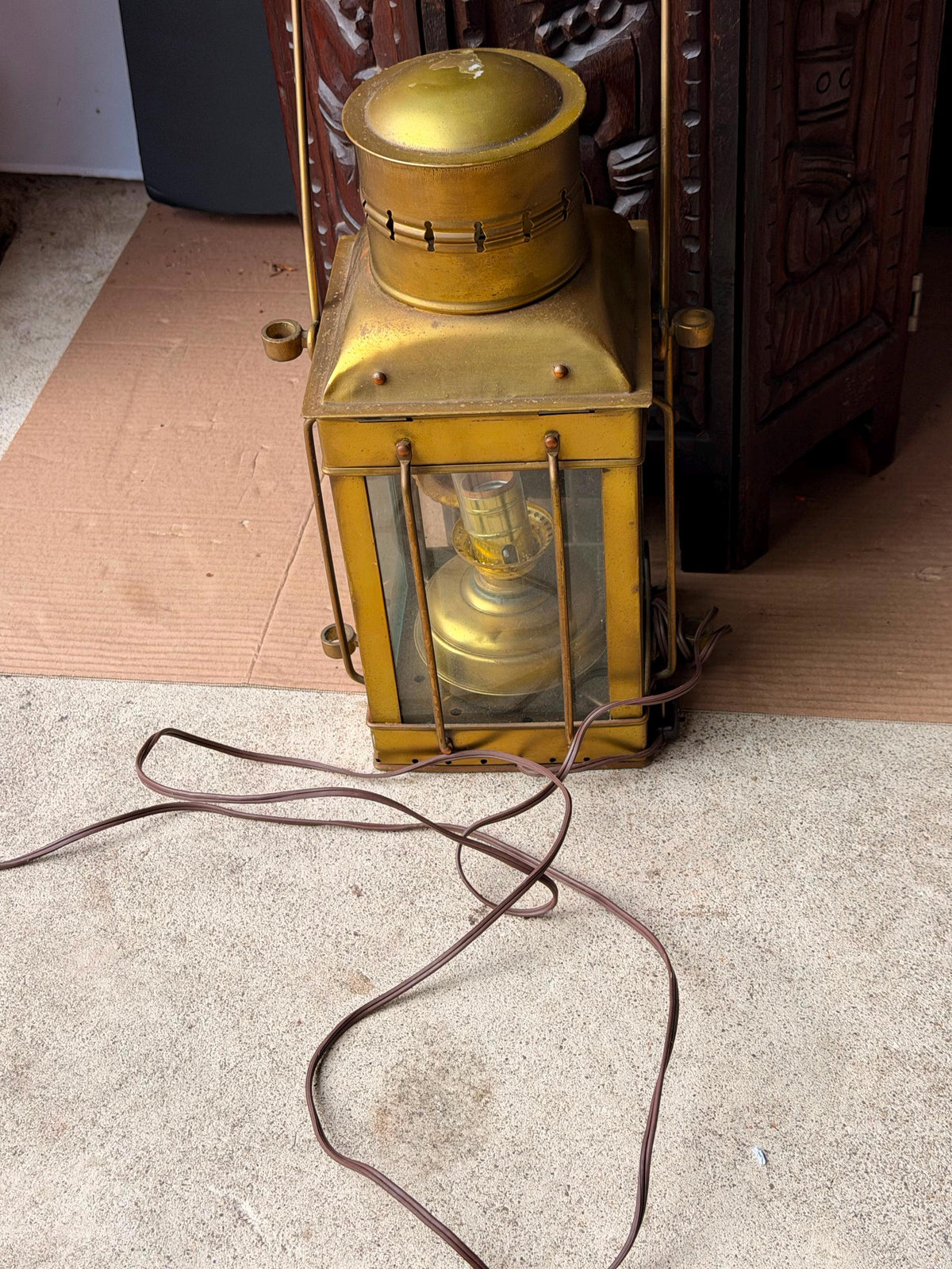 Vintage Brass Nautical Ship Lantern Maritime Oil Lamp Electric Table Light