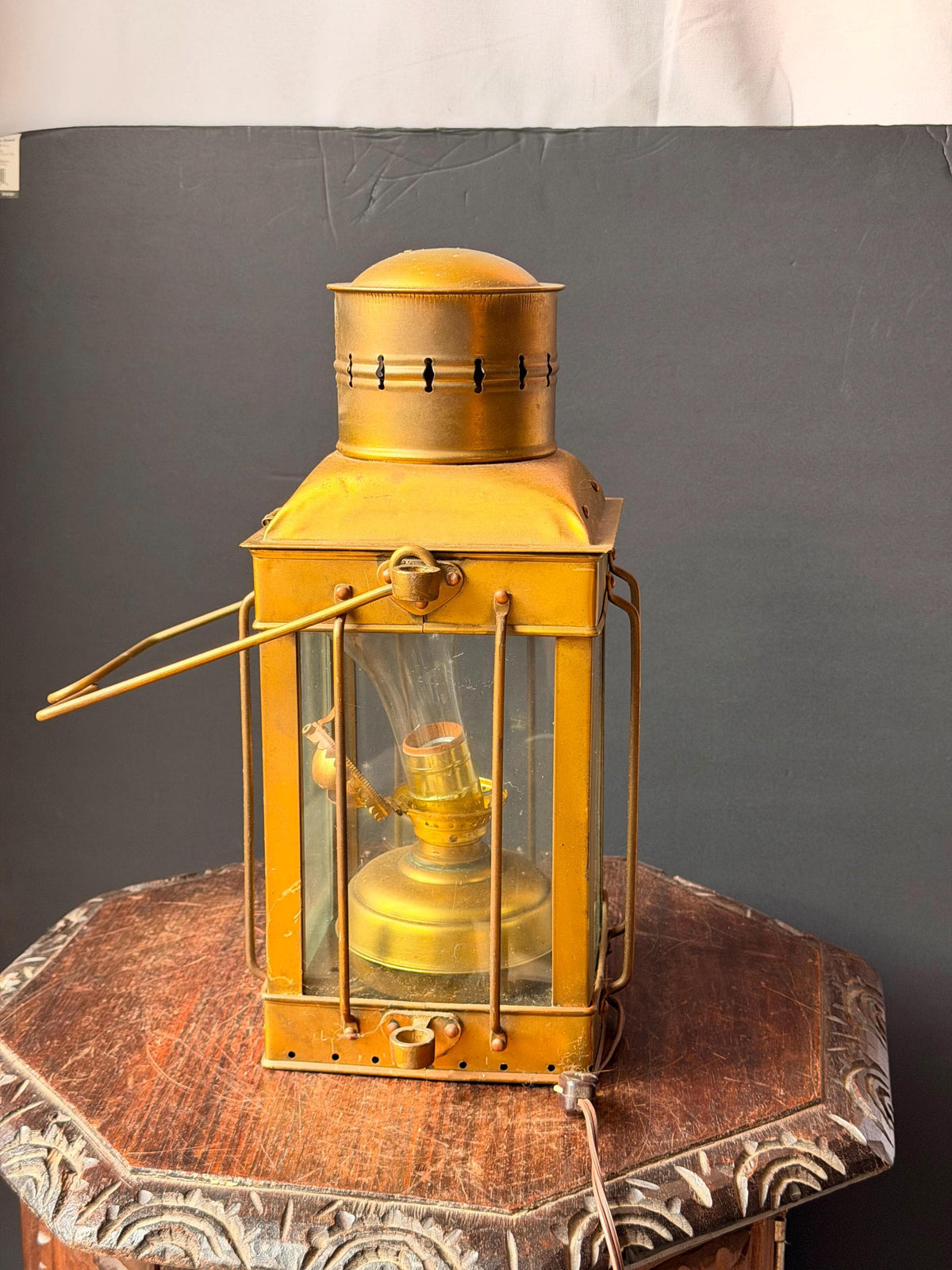 Vintage Brass Nautical Ship Lantern Maritime Oil Lamp Electric Table Light