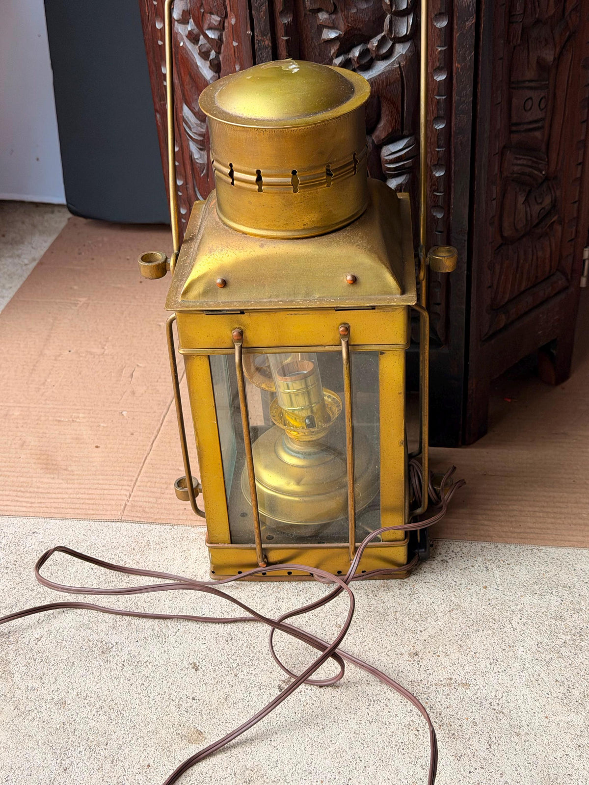 Vintage Brass Nautical Ship Lantern Maritime Oil Lamp Electric Table Light