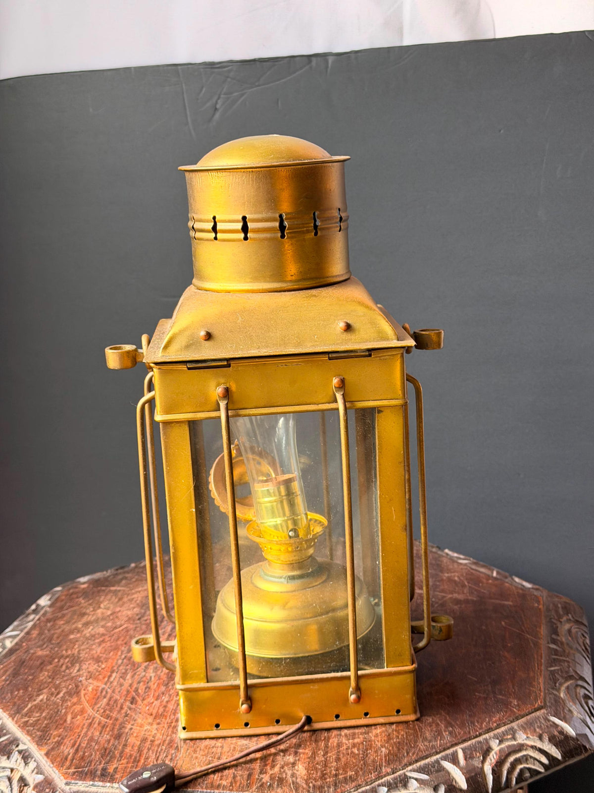 Vintage Brass Nautical Ship Lantern Maritime Oil Lamp Electric Table Light