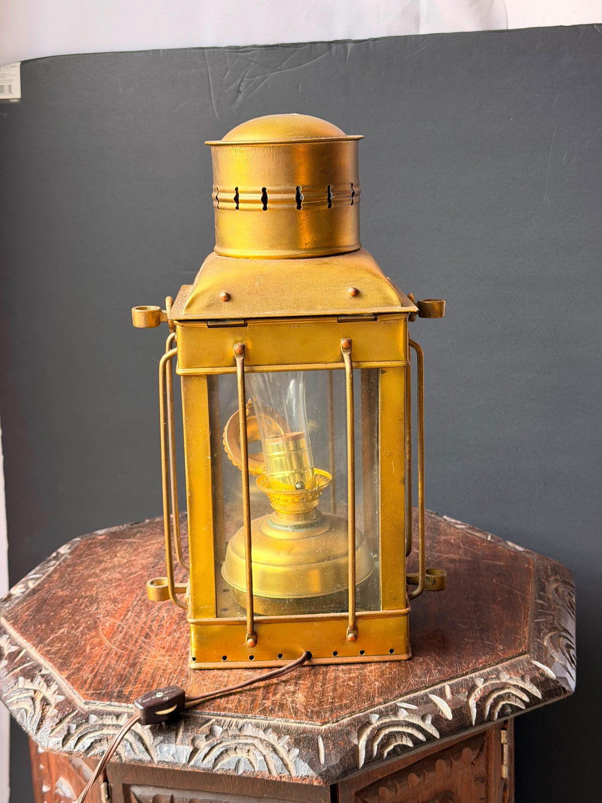 Vintage Brass Nautical Ship Lantern Maritime Oil Lamp Electric Table Light