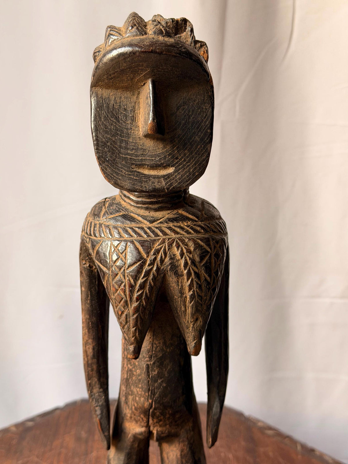 Toma Female Figure Carved Wood West African Folk Art Altar Sculpture 15.5"