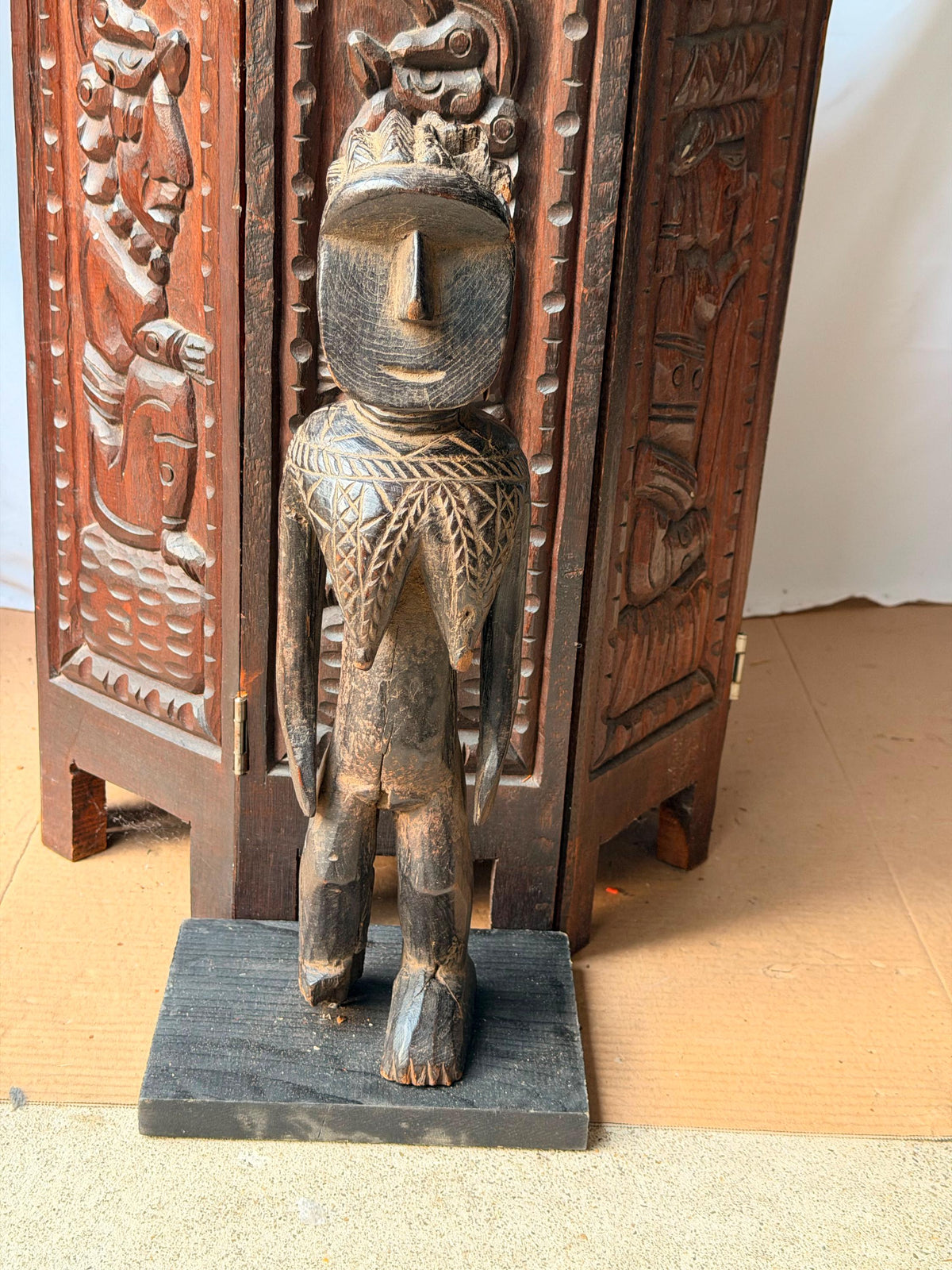 Toma Female Figure Carved Wood West African Folk Art Altar Sculpture 15.5"