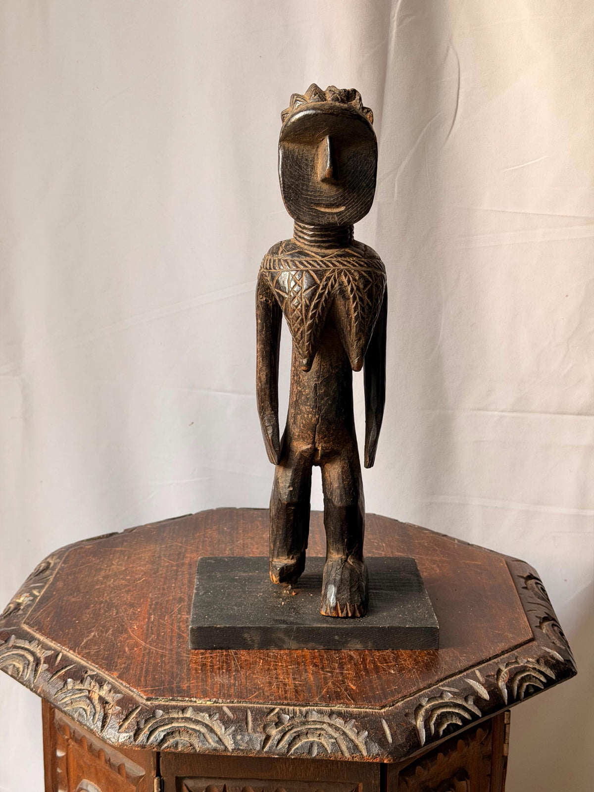 Toma Female Figure Carved Wood West African Folk Art Altar Sculpture 15.5"