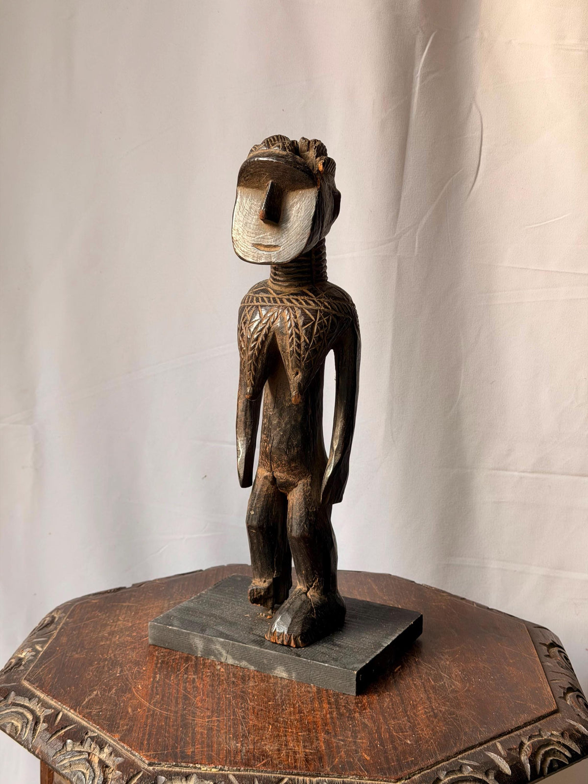 Toma Female Figure Carved Wood West African Folk Art Altar Sculpture 15.5"