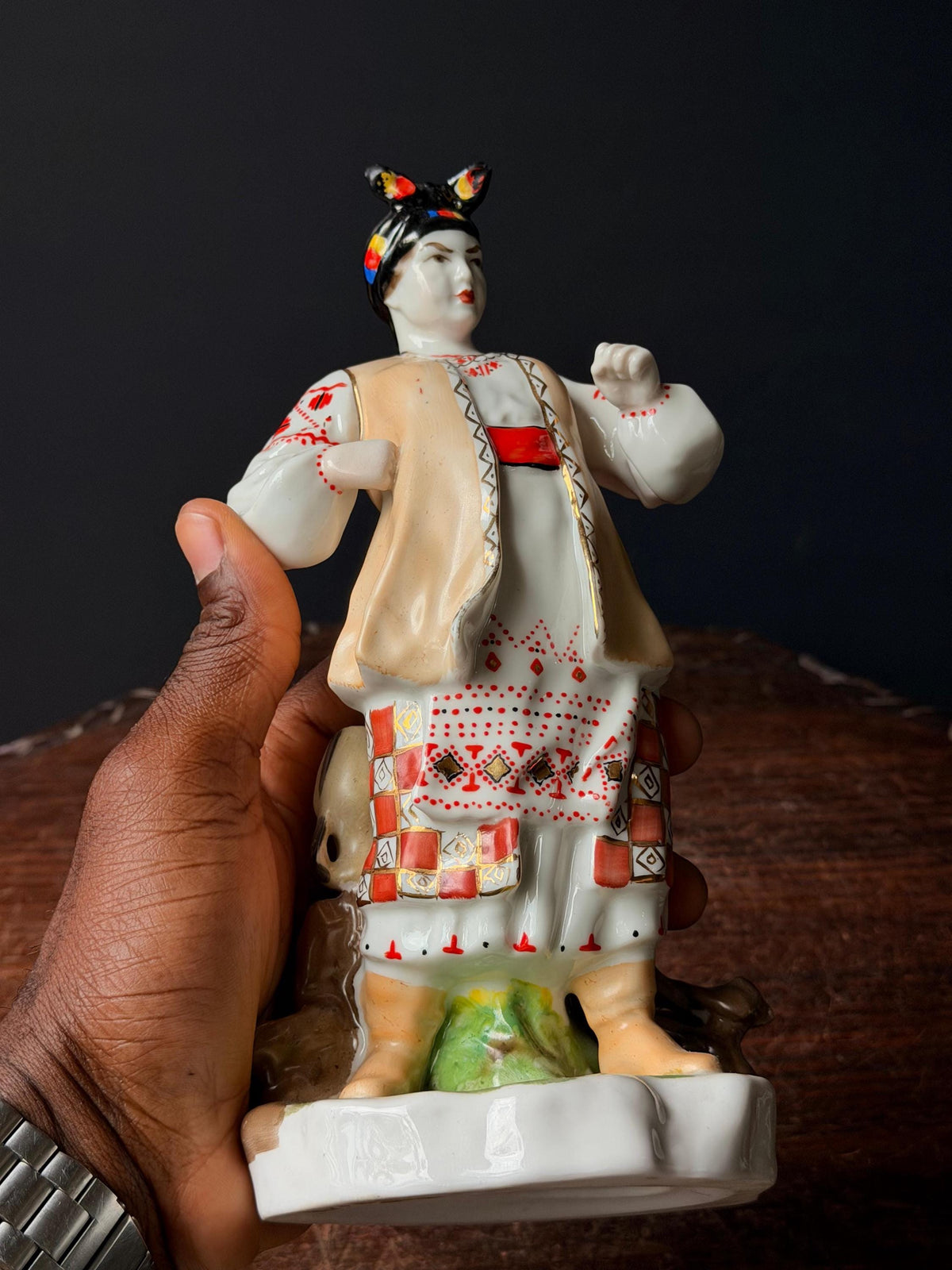 Vintage Porcelain Figurine Odarka Folk Woman Eastern European Slavic Art 9.5"