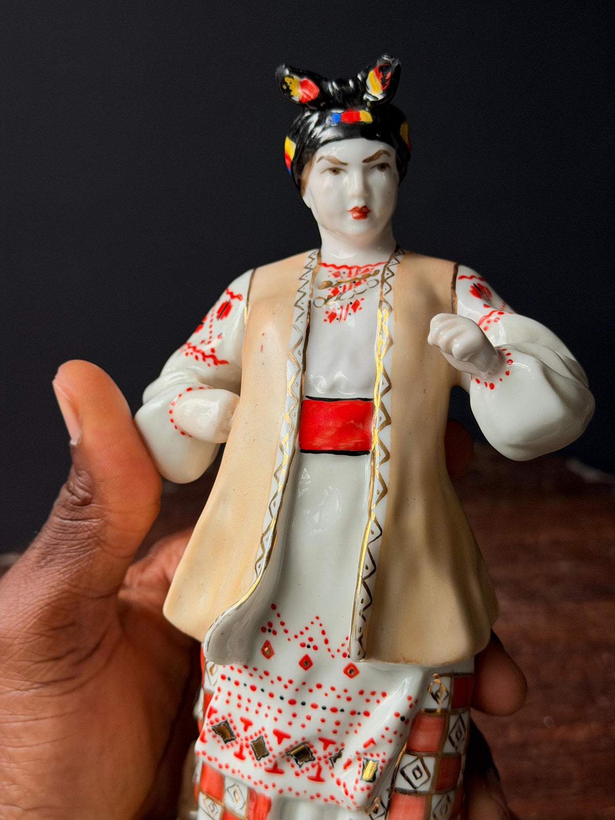 Vintage Porcelain Figurine Odarka Folk Woman Eastern European Slavic Art 9.5"
