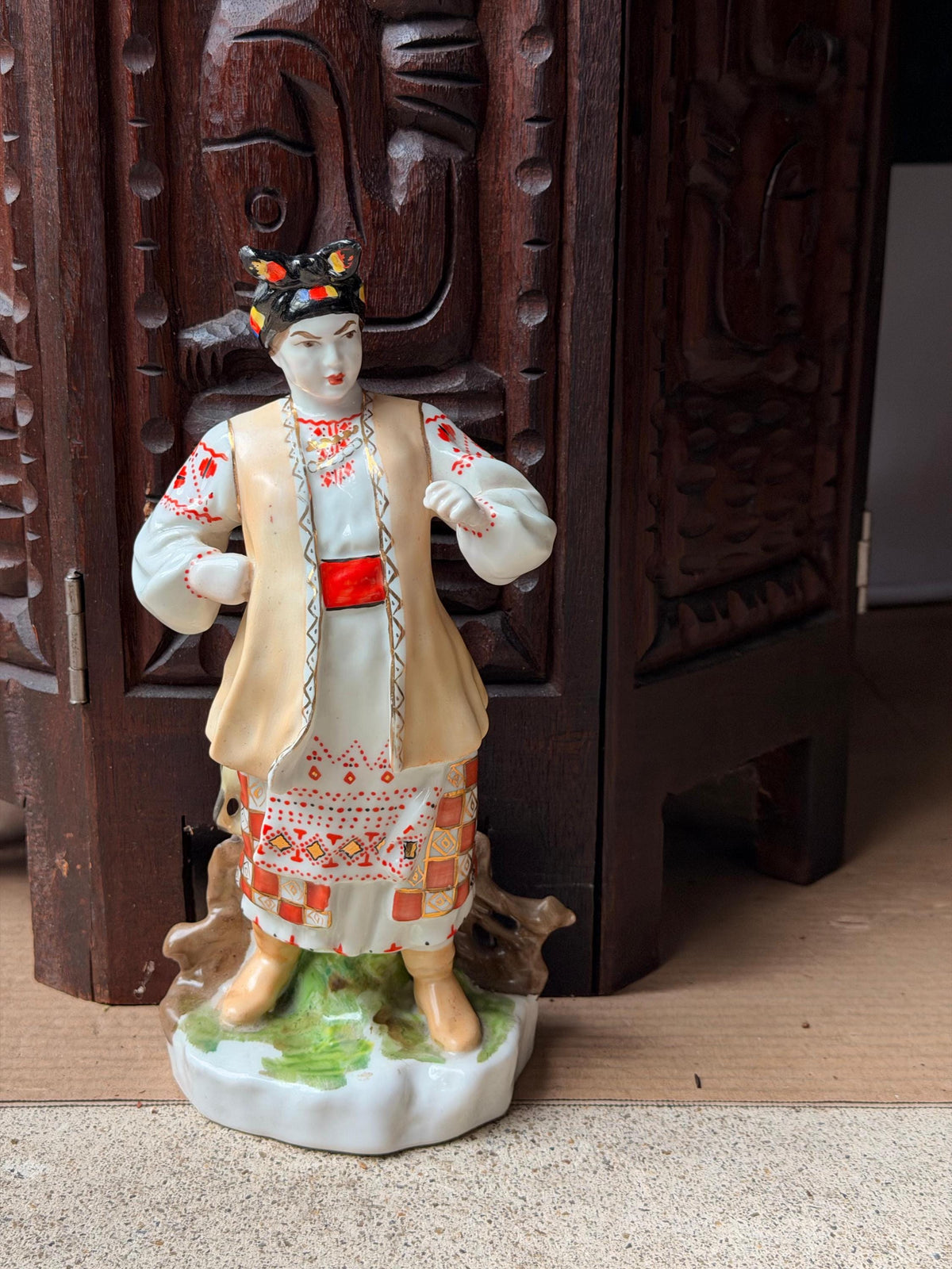 Vintage Porcelain Figurine Odarka Folk Woman Eastern European Slavic Art 9.5"