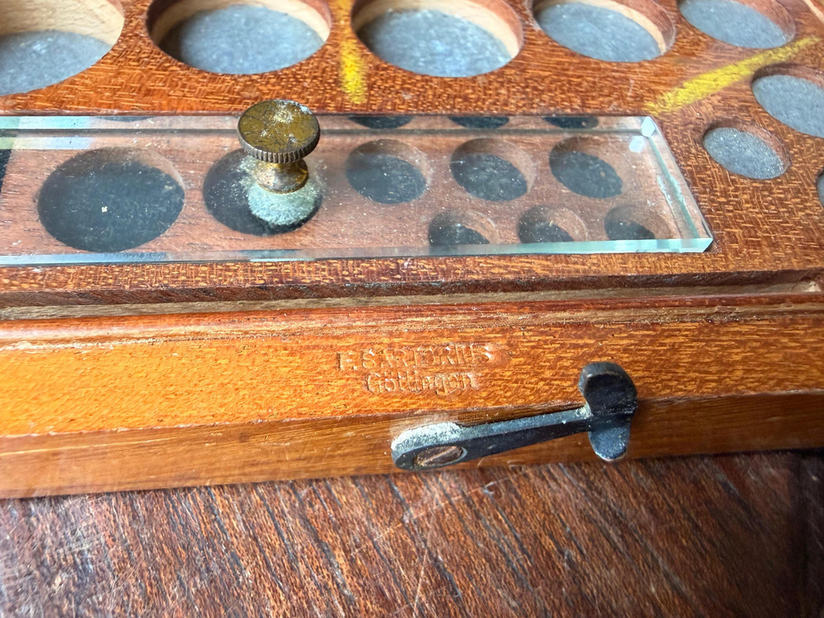 Antique Thompson Balance Co Denver Gold Assay Scale Base Wood Weight Case Set