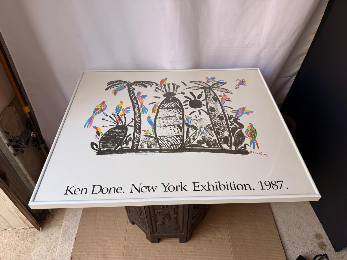 Vintage 1987 Ken Done New York Exhibition Poster Seventeen Parrots 30x24.5