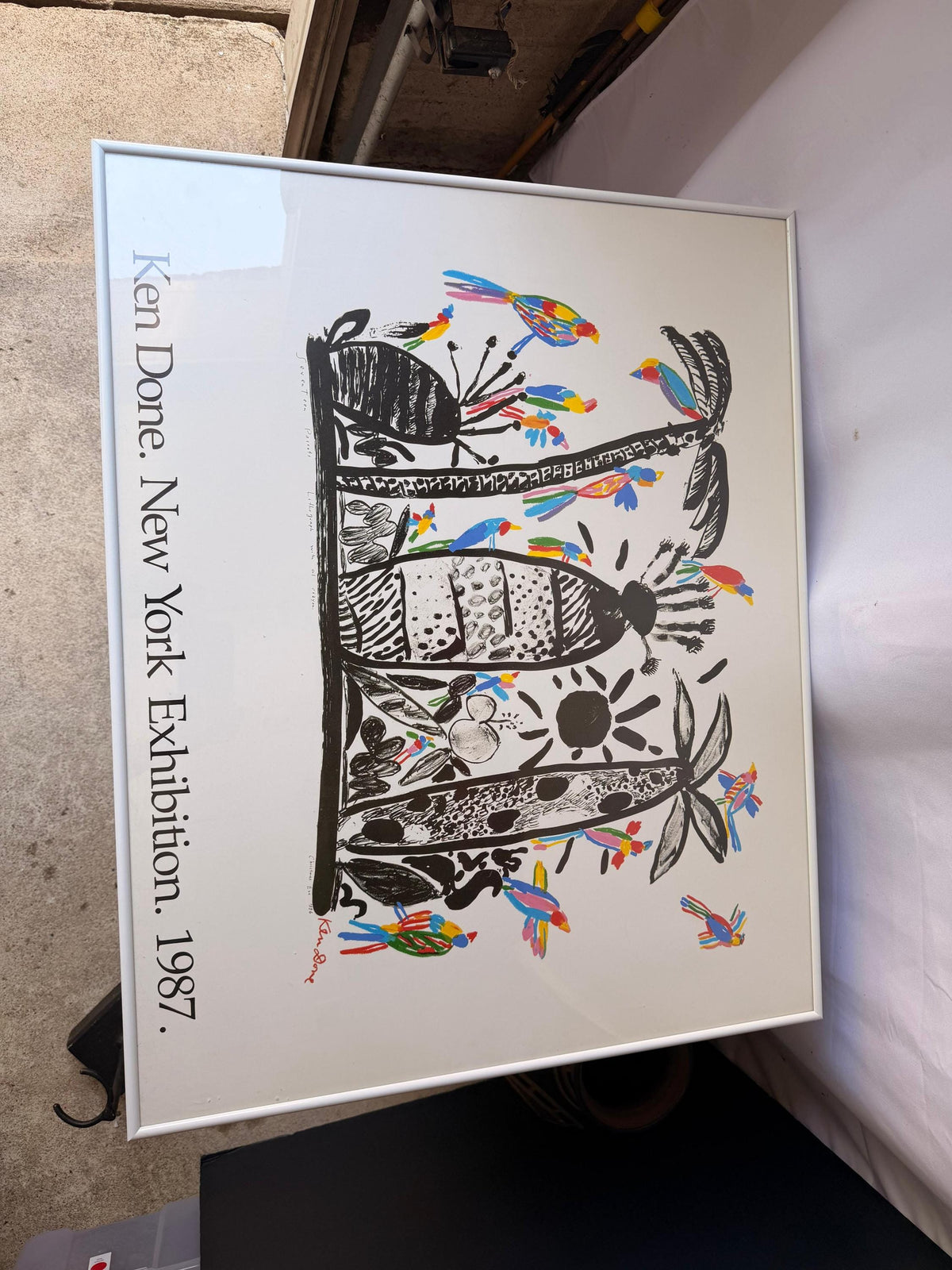 Vintage 1987 Ken Done New York Exhibition Poster Seventeen Parrots 30x24.5