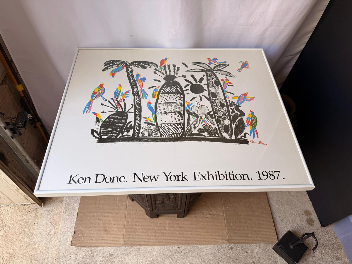 Vintage 1987 Ken Done New York Exhibition Poster Seventeen Parrots 30x24.5
