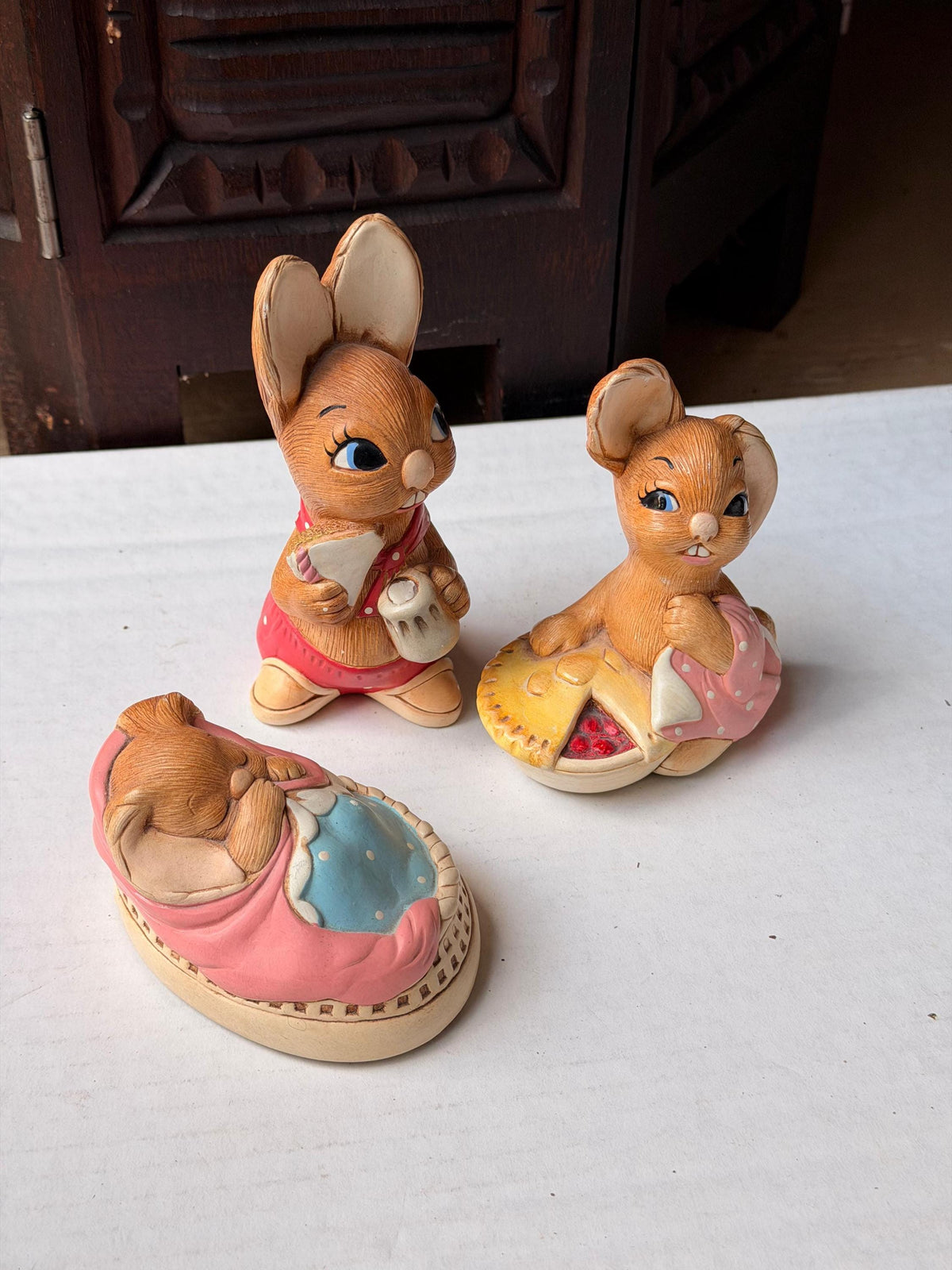 Vintage PenDelfin Stonecraft 3pc Set Muncher Pieface Poppet Rabbit