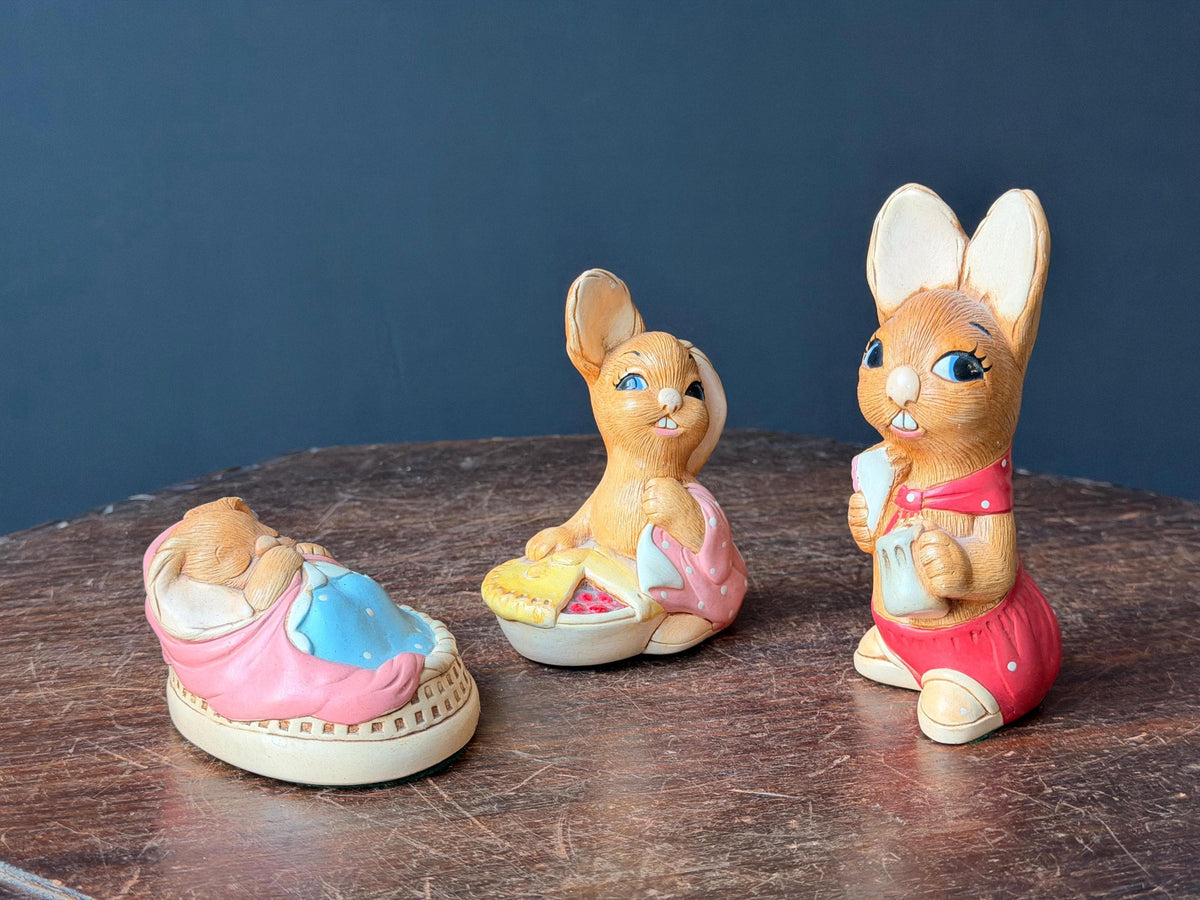 Vintage PenDelfin Stonecraft 3pc Set Muncher Pieface Poppet Rabbit