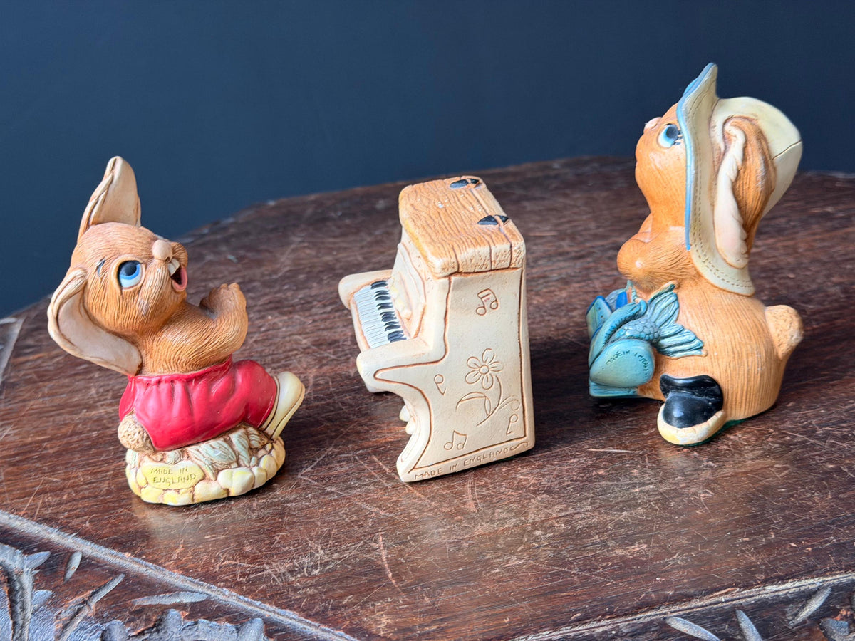 Vintage PenDelfin Stonecraft 3pc Set The Thumper Piano Whopper Rabbit