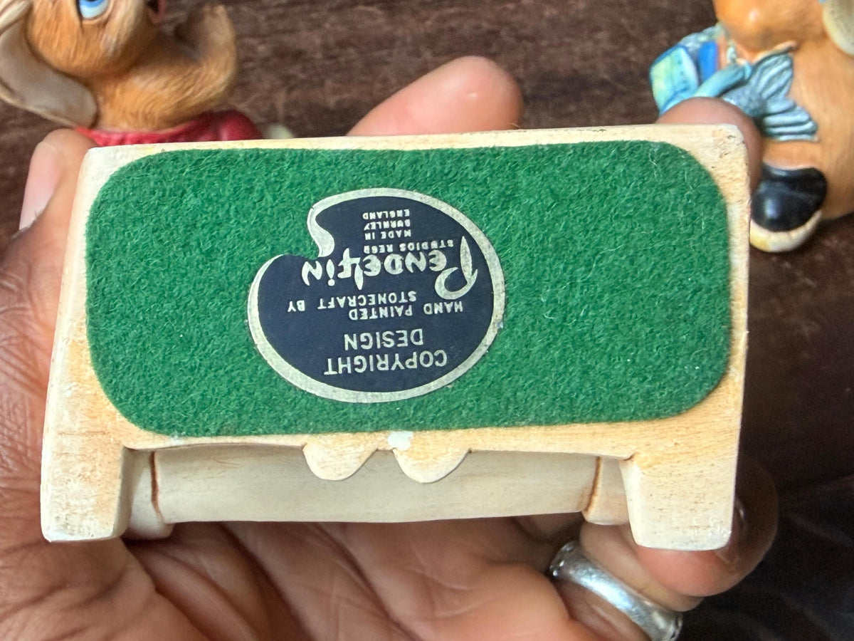 Vintage PenDelfin Stonecraft 3pc Set The Thumper Piano Whopper Rabbit