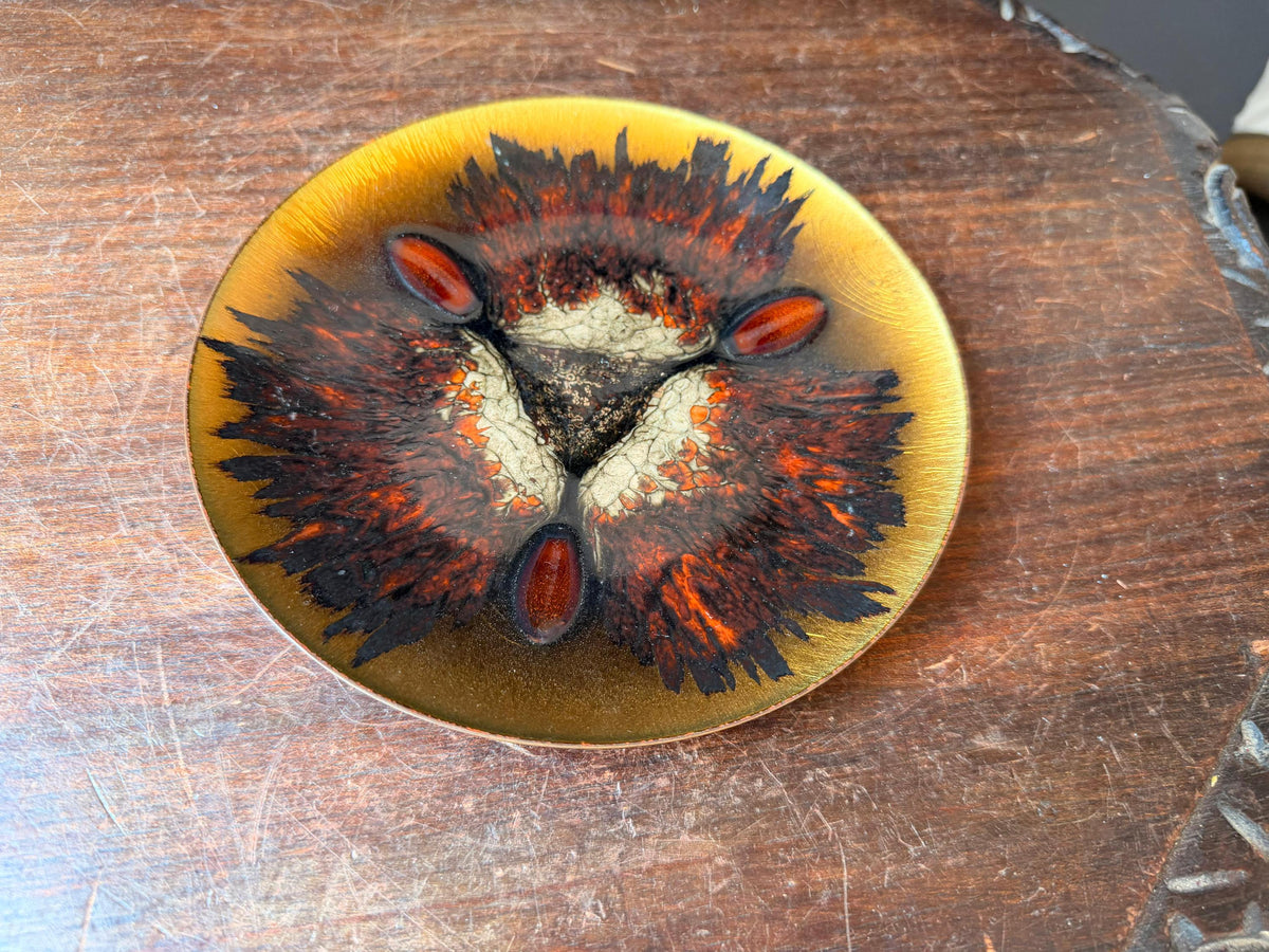 VTG Mid Century Enamel Copper Dish Bowl Edward Star Georg Jensen 7" MCM Tray