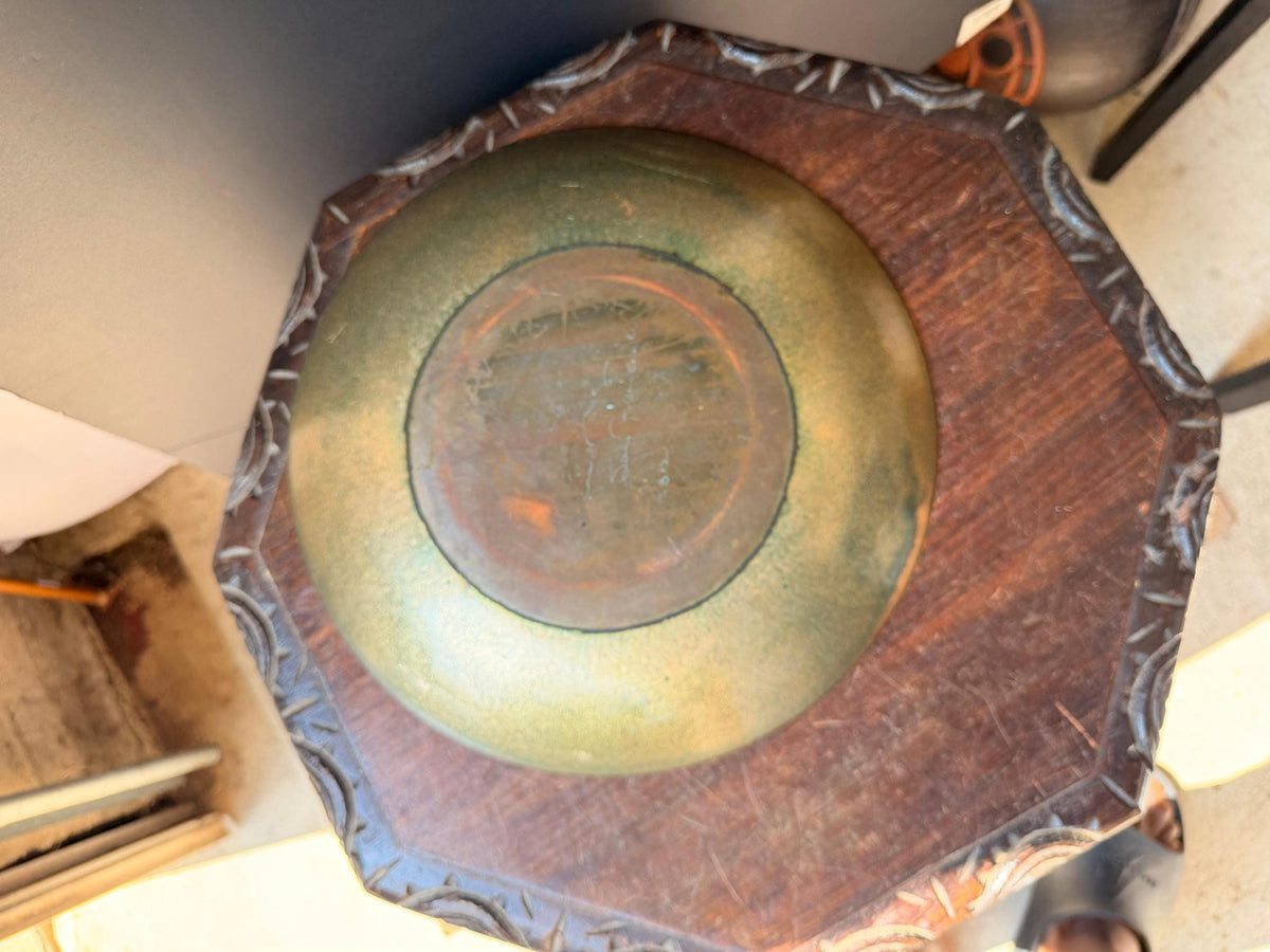 VTG Mid Century Enamel Copper Platter Large 12.5" Studio Art Bowl MCM Dish