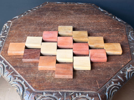Vintage SIWOK Wooden Mosaic Trivet Hot Pad Inlaid Hardwood South America Decor