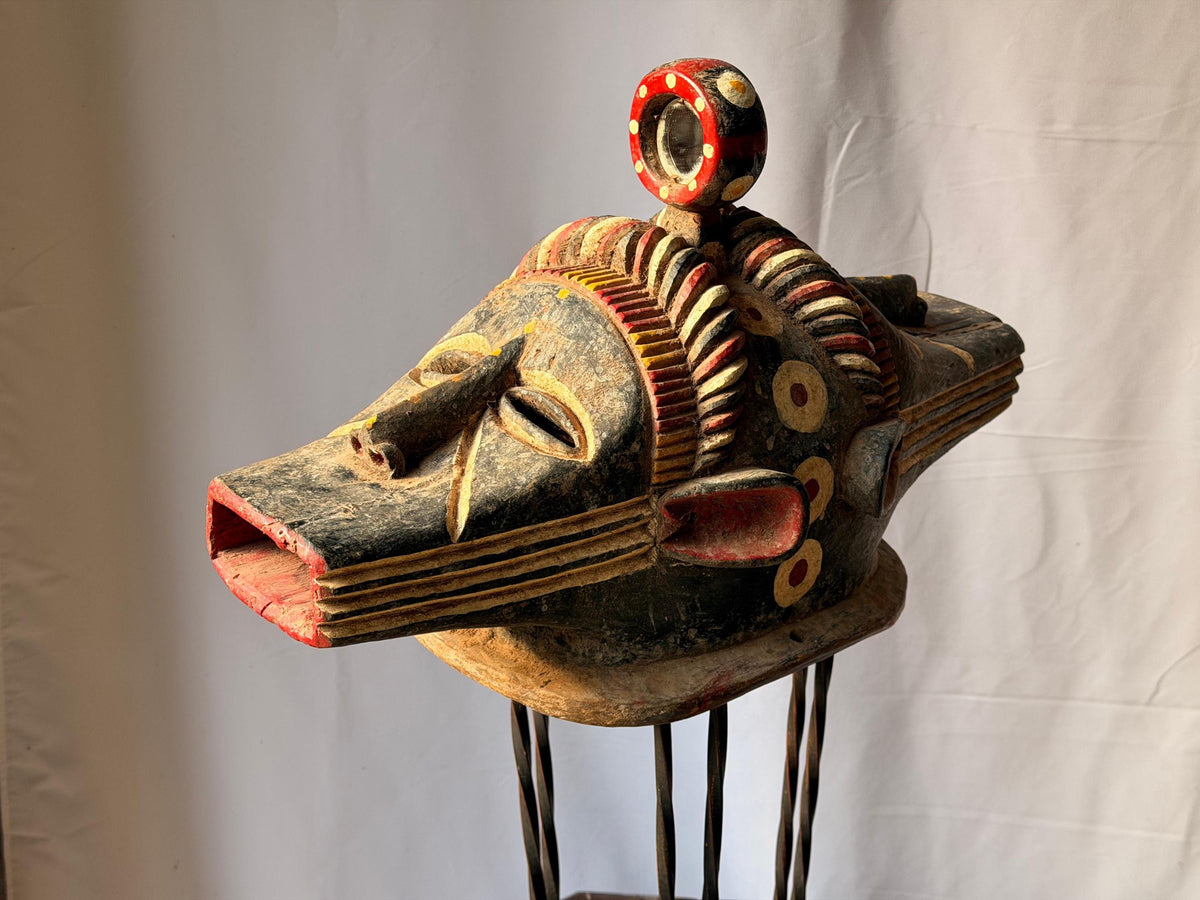 Vintage Igala Ofogli Mask 20" West African Wood Crest Jerald Barnes Provenance