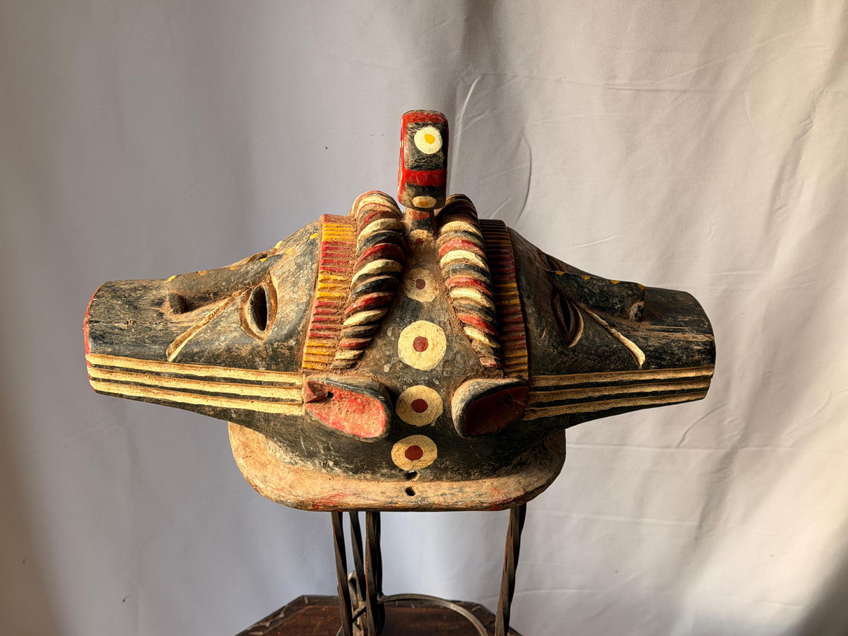 Vintage Igala Ofogli Mask 20" West African Wood Crest Jerald Barnes Provenance