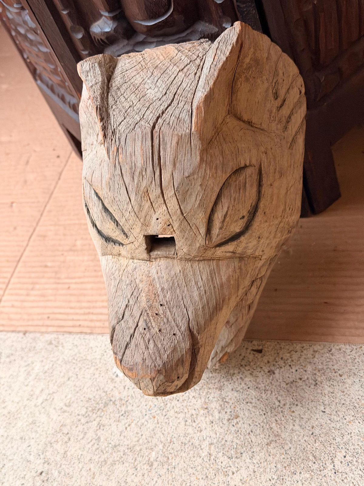Vintage Hand Carved Wood Animal Mask Sculpture Zoomorphic Folk Art 9.5"