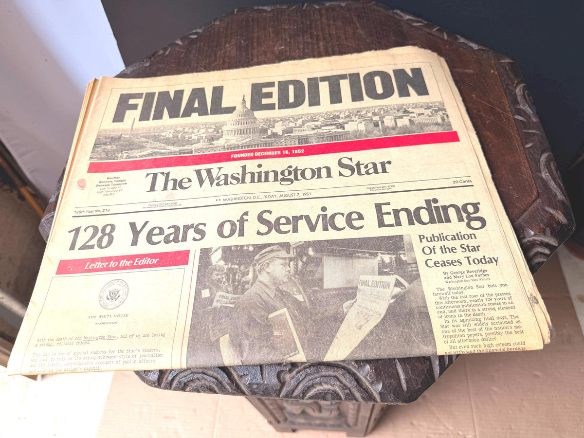 Vintage 1981 Washington Star Newspaper Final Edition Last Issue Reagan