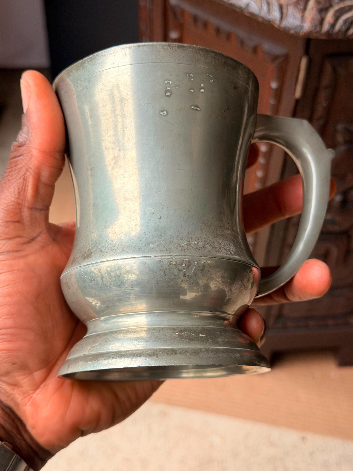 Vintage English Pewter Tankard Old Country Rose Made in England Mug Vessel 5.