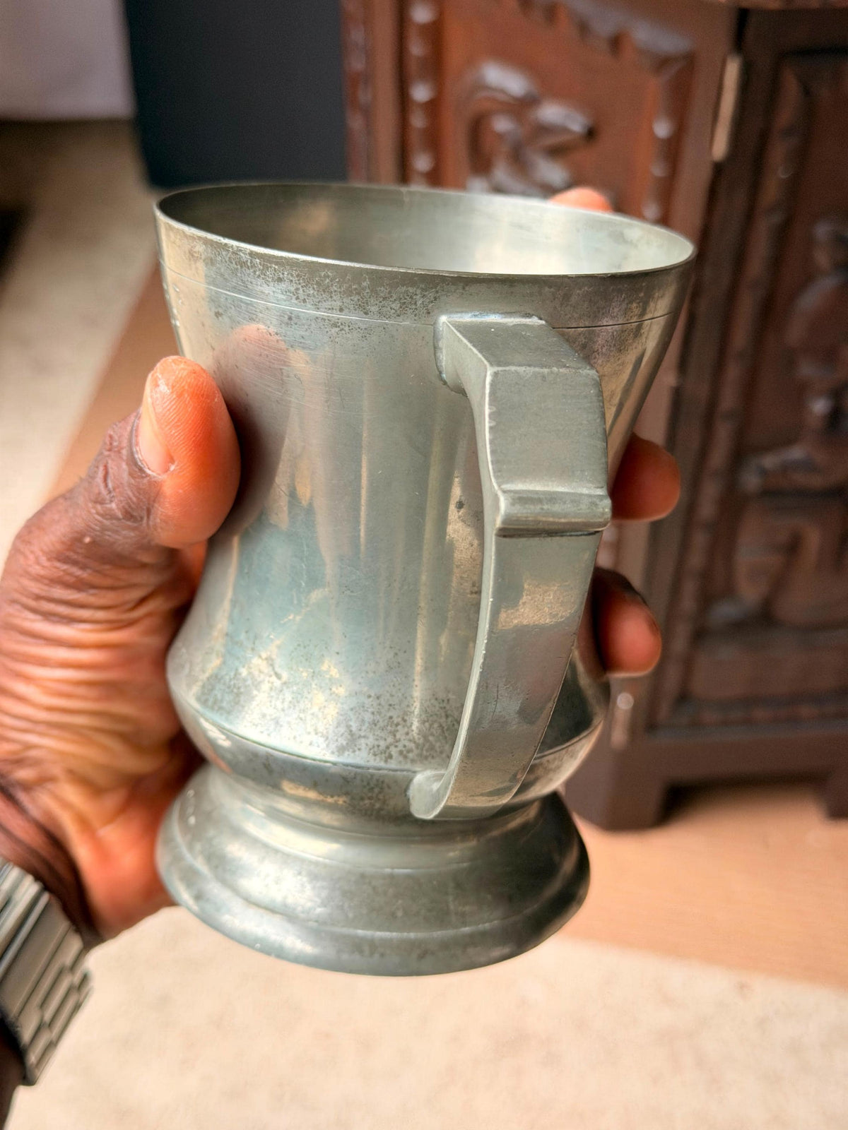 Vintage English Pewter Tankard Old Country Rose Made in England Mug Vessel 5.