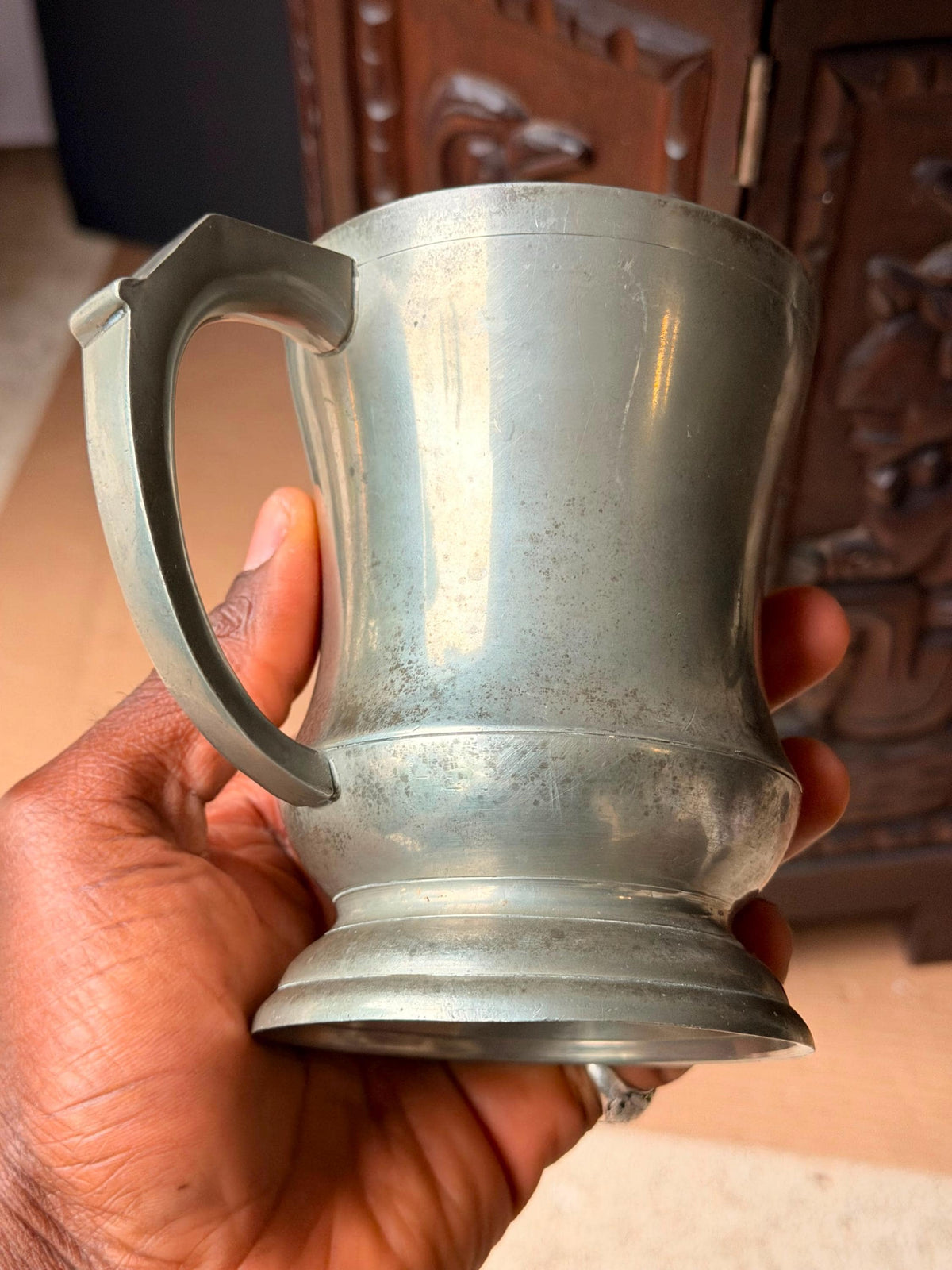 Vintage English Pewter Tankard Old Country Rose Made in England Mug Vessel 5.