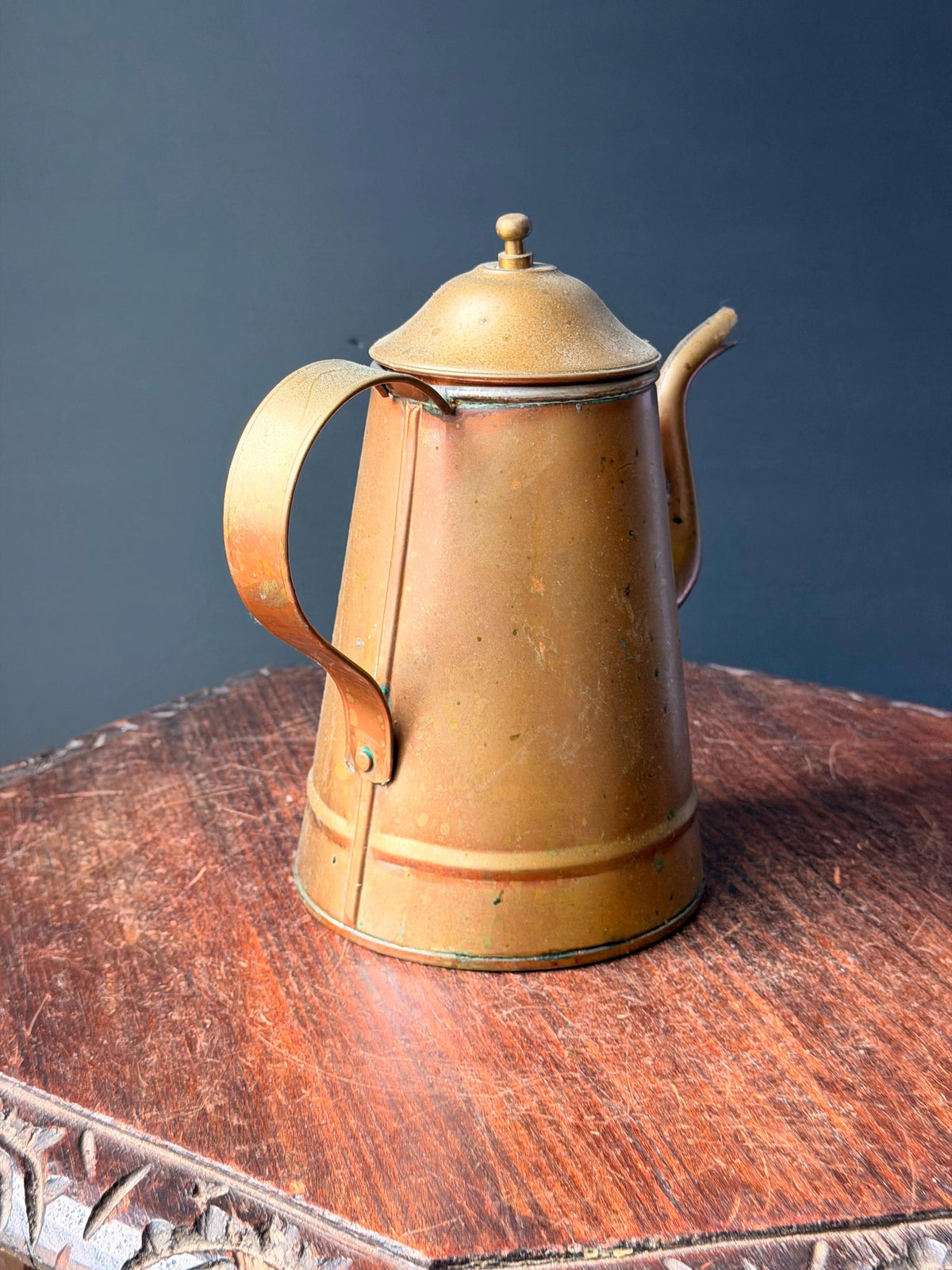 Vintage Copper Brass Coffee Pot Pitcher Middle Eastern Water Vessel 9"