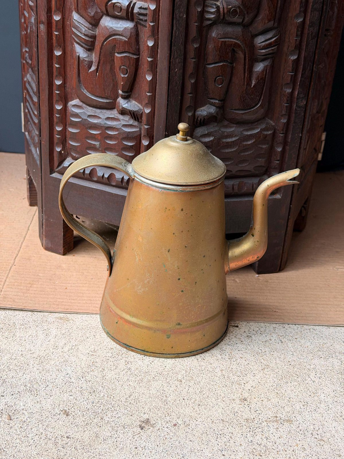 Vintage Copper Brass Coffee Pot Pitcher Middle Eastern Water Vessel 9"