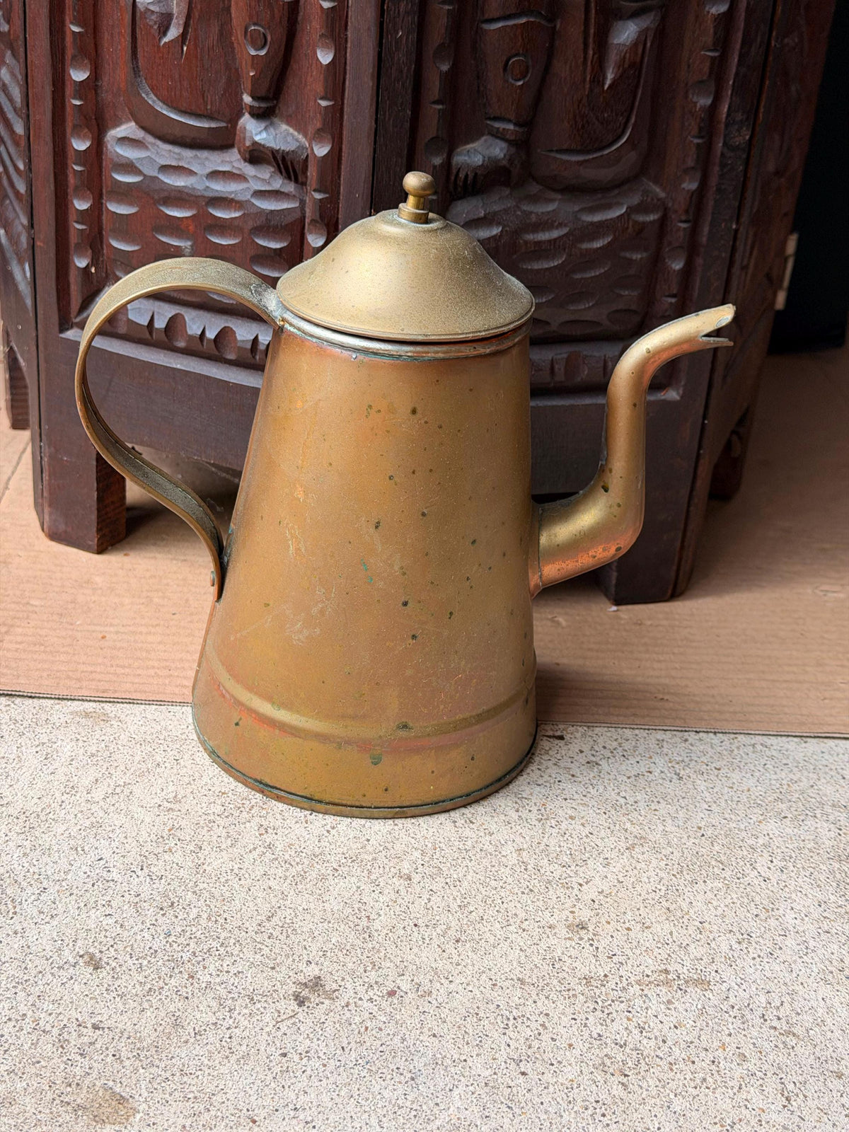 Vintage Copper Brass Coffee Pot Pitcher Middle Eastern Water Vessel 9"