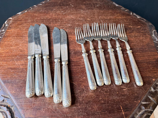 Vintage Gladwin Silver Plate Cutlery J Lyons Co Hotelware Knives Forks 11pc